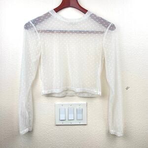 Y2K Cotton On Womens Top Sz S Mesh Angel Sheer  Whimsigoth Coquette Soft Fairy